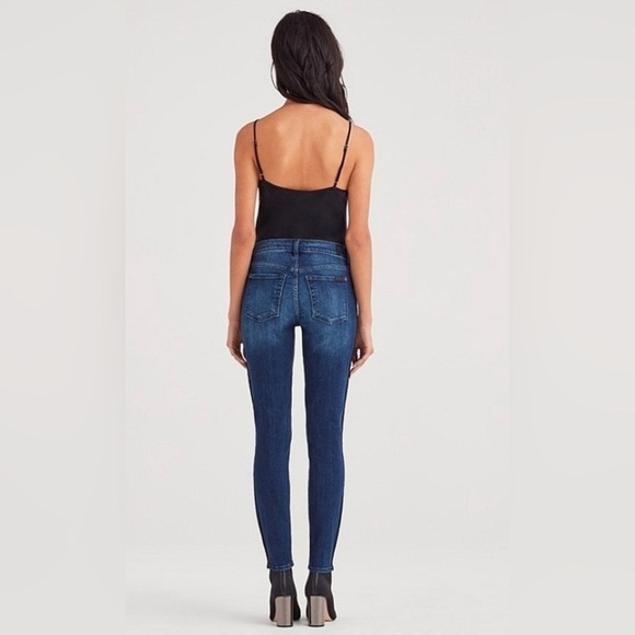 7 for all mankind B(AIR) AUTHENTIC DENIM THE ANKLE SKINNY VELVET STRIPES - Picture 2 of 13